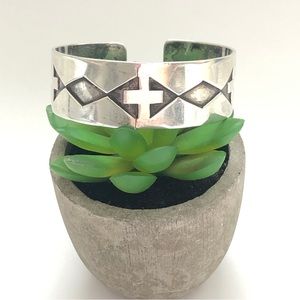 Southwestern Engraved Sterling Silver Cuff Bracelet Scrap or Repair